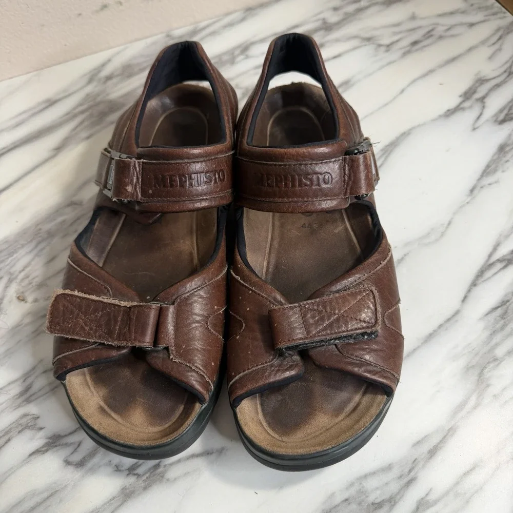 Mephisto Shark Fit Mens Sandals Size EU45/US11 Brown Leather Outdoors Flawed*